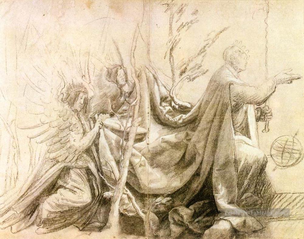 Roi à genoux avec deux anges Renaissance Matthias Grunewald Peintures à l'huile